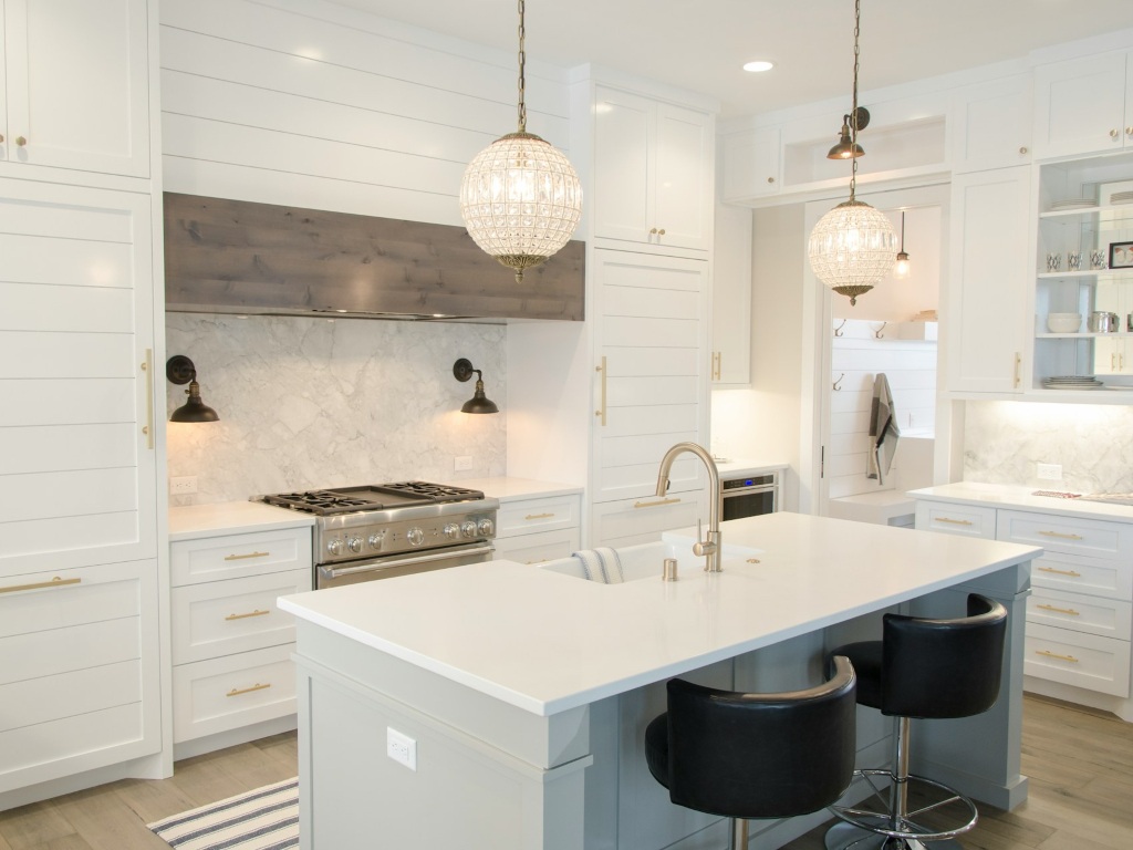 A modern white kitchen